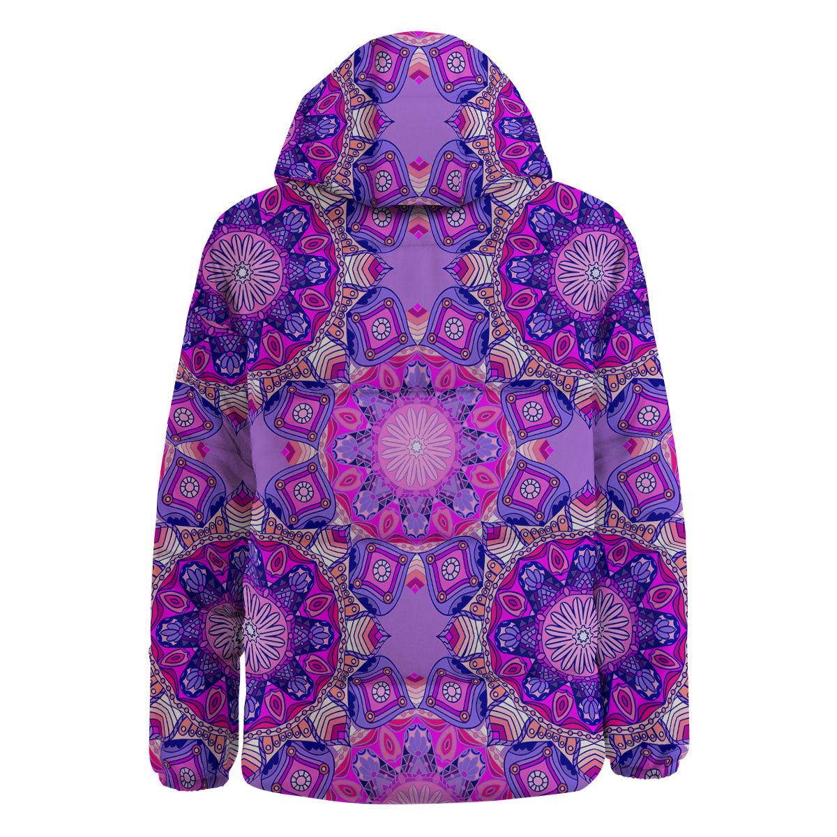 Circle Mandala Purple Print Down Jacket-grizzshop