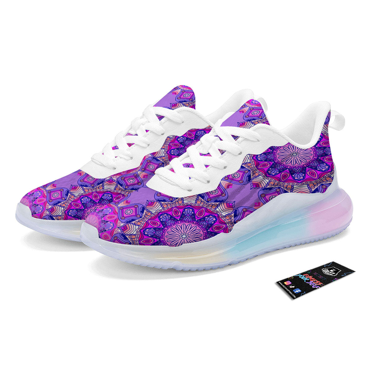 Circle Mandala Purple Print Running Sneakers-grizzshop