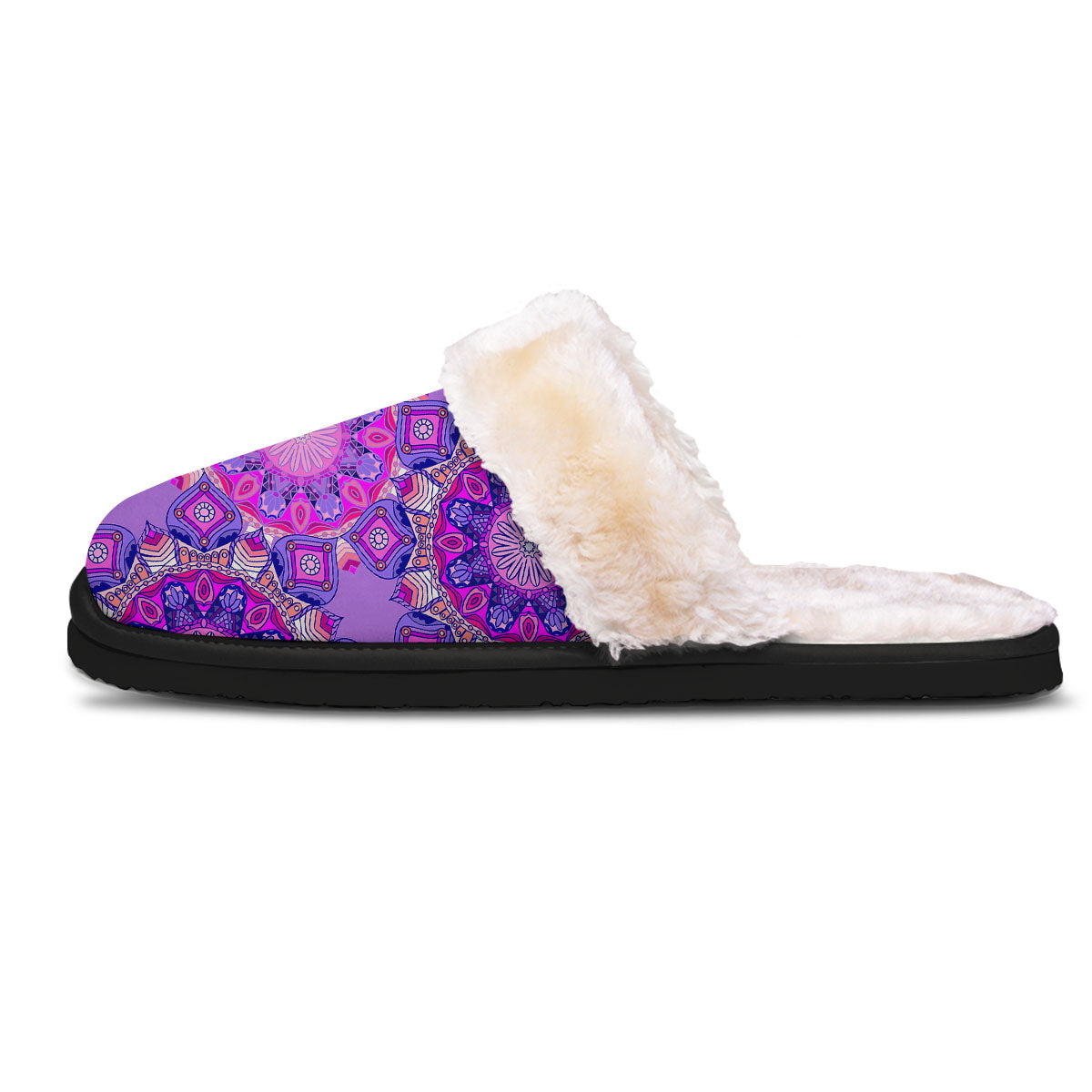 Circle Mandala Purple Print Slippers-grizzshop