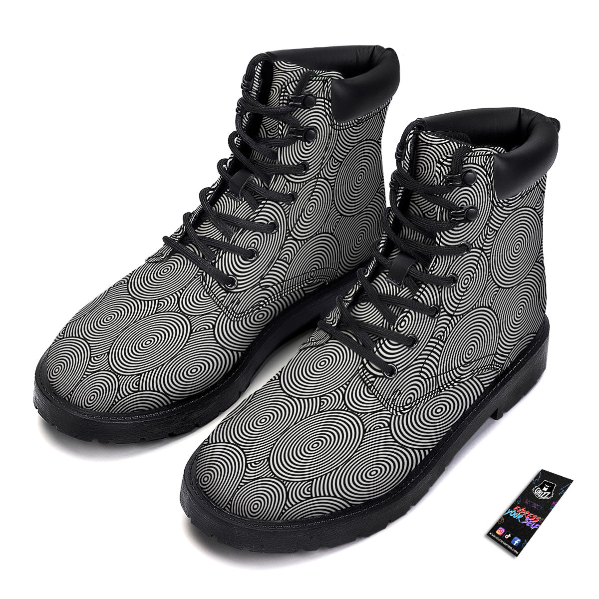 Circle Psychedelic Print Pattern Boots-grizzshop