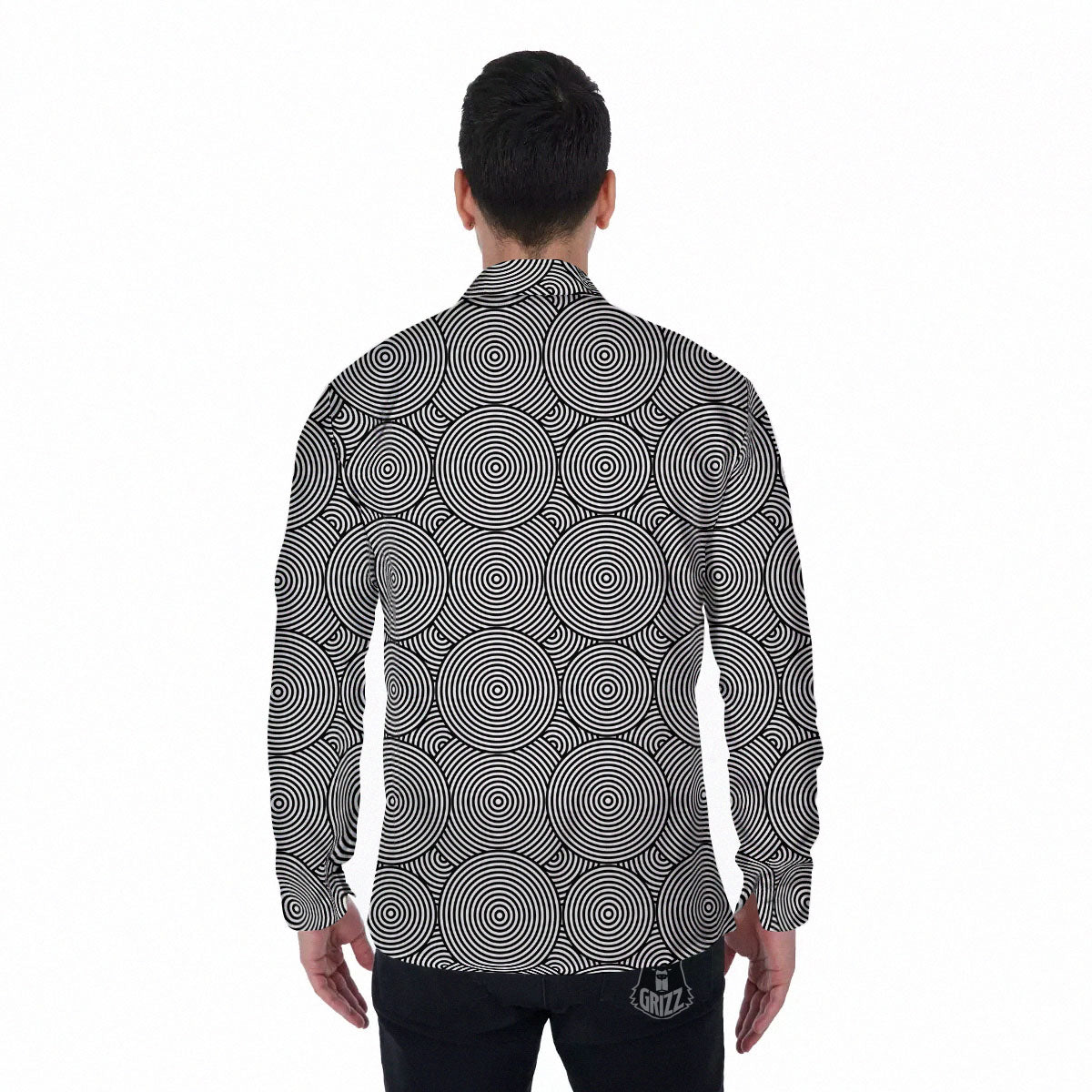 Circle Psychedelic Print Pattern Men's Long Sleeve Shirts-grizzshop