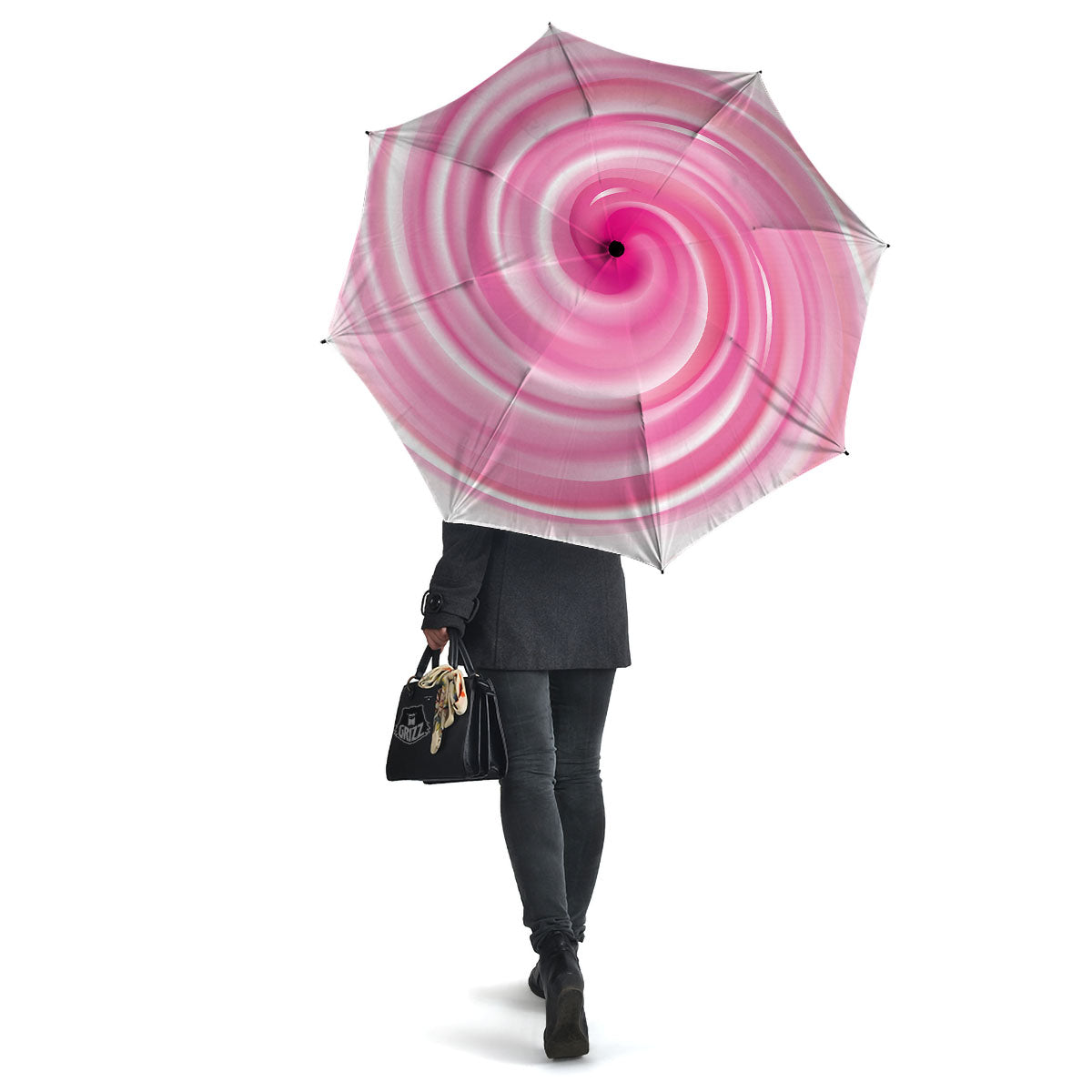 Circle Swirl Pink Print Umbrella-grizzshop