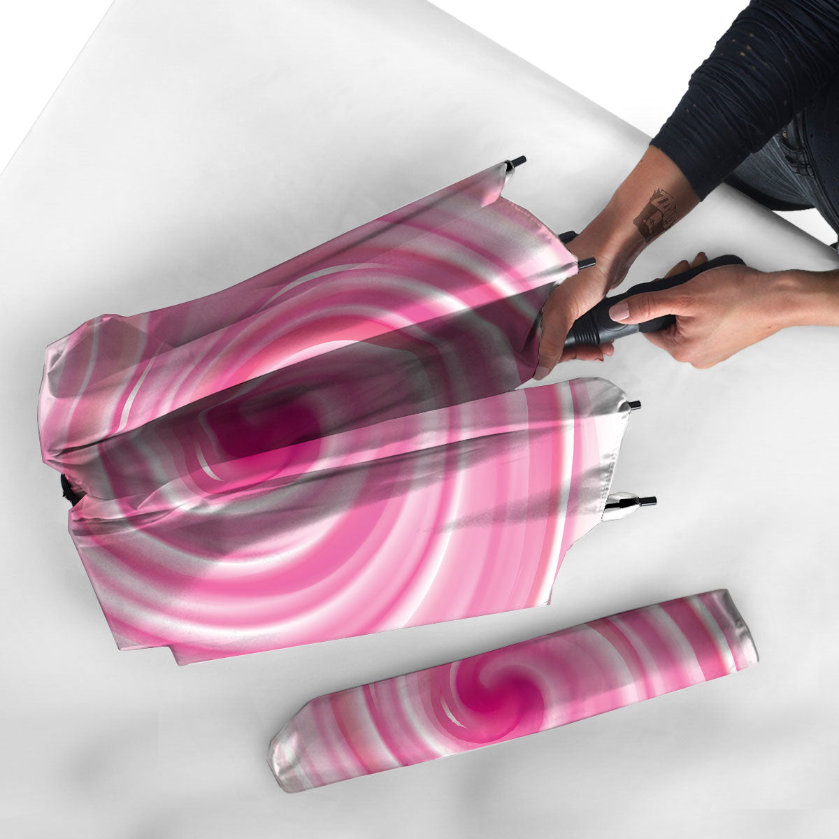 Circle Swirl Pink Print Umbrella-grizzshop