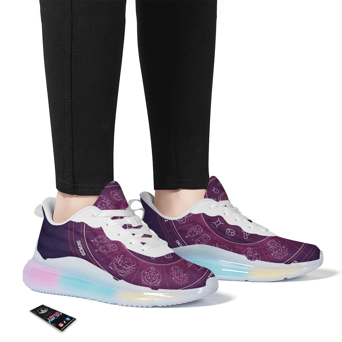 Circle Zodiac Symbols Print Running Sneakers-grizzshop