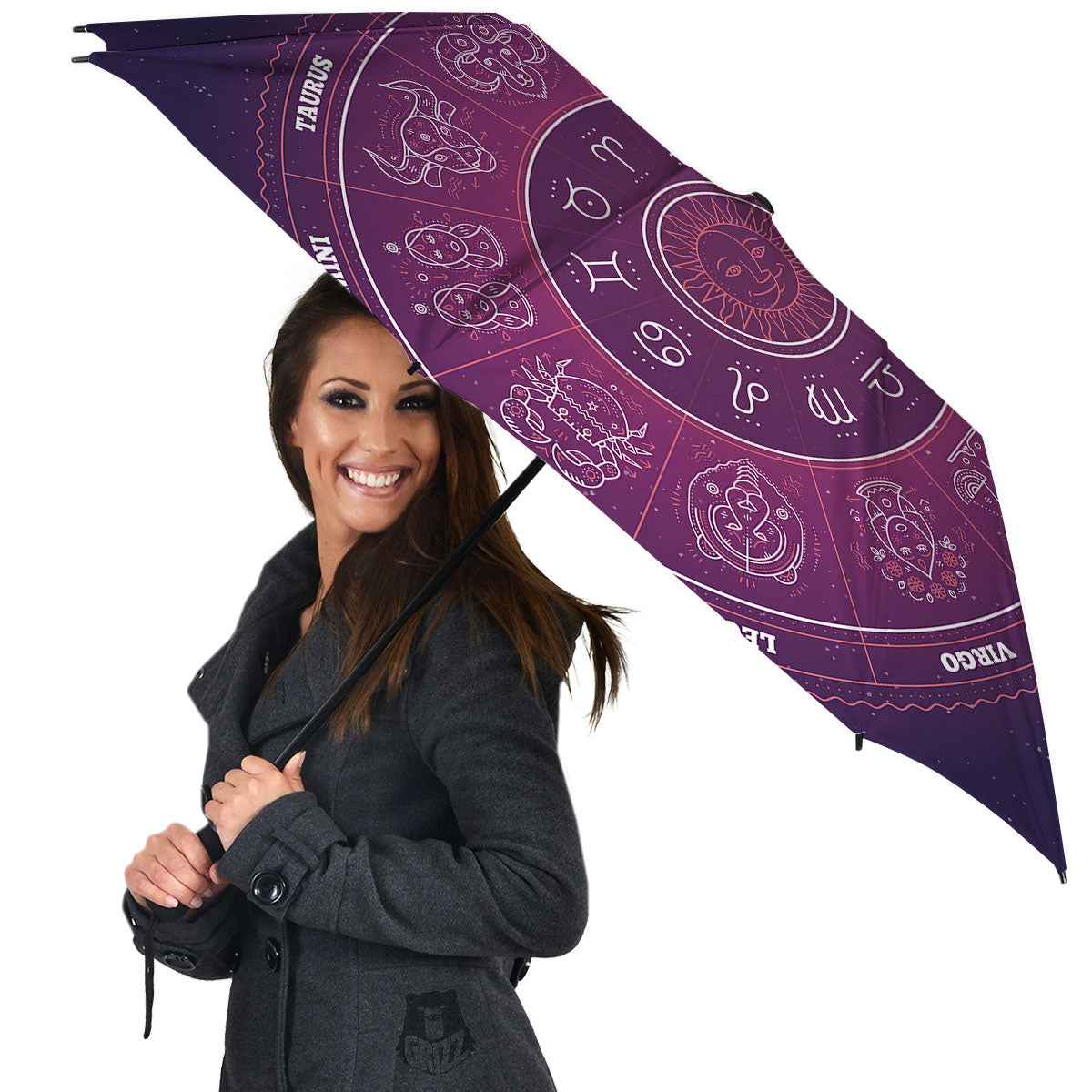 Circle Zodiac Symbols Print Umbrella-grizzshop