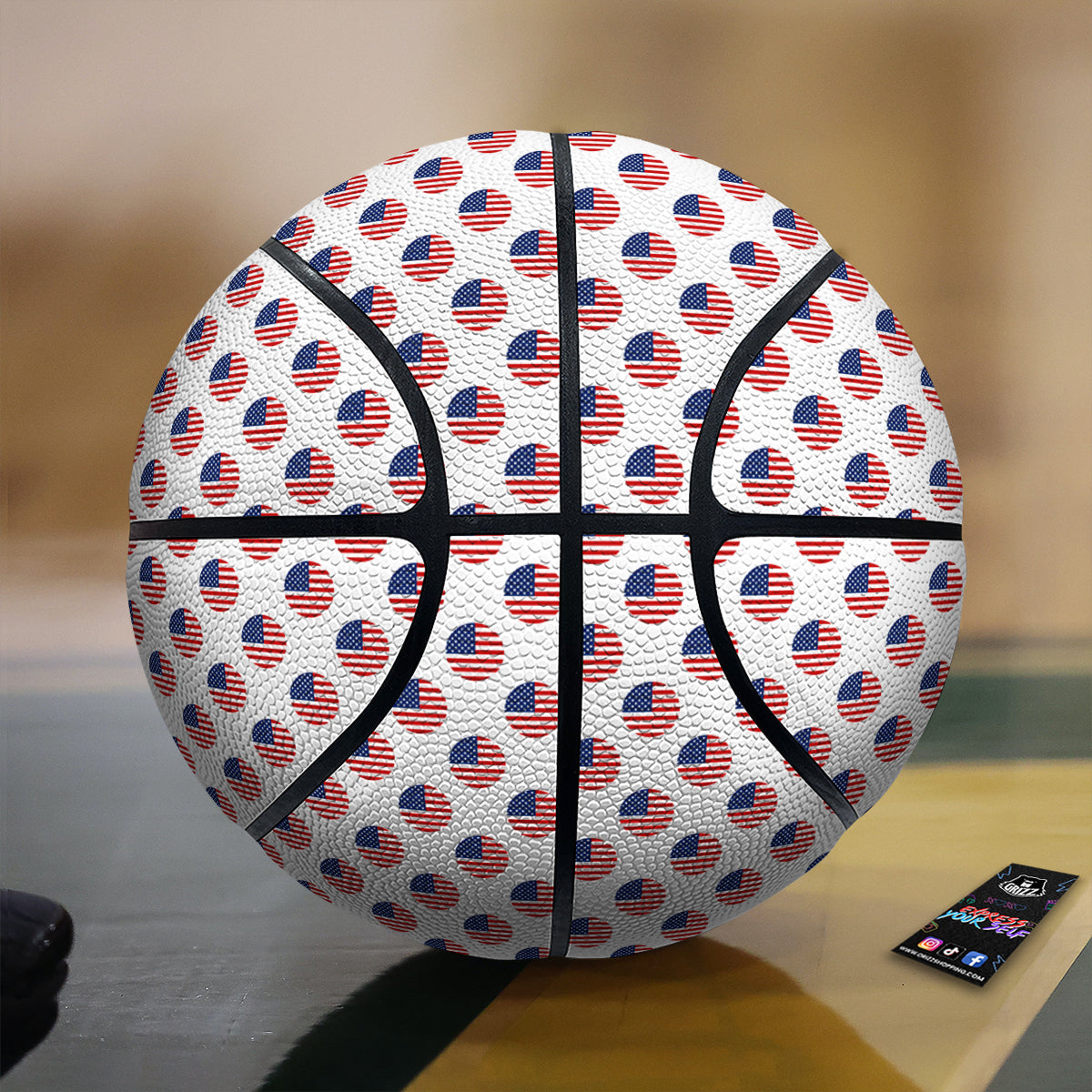 Circle Flag American Print Pattern Basketball