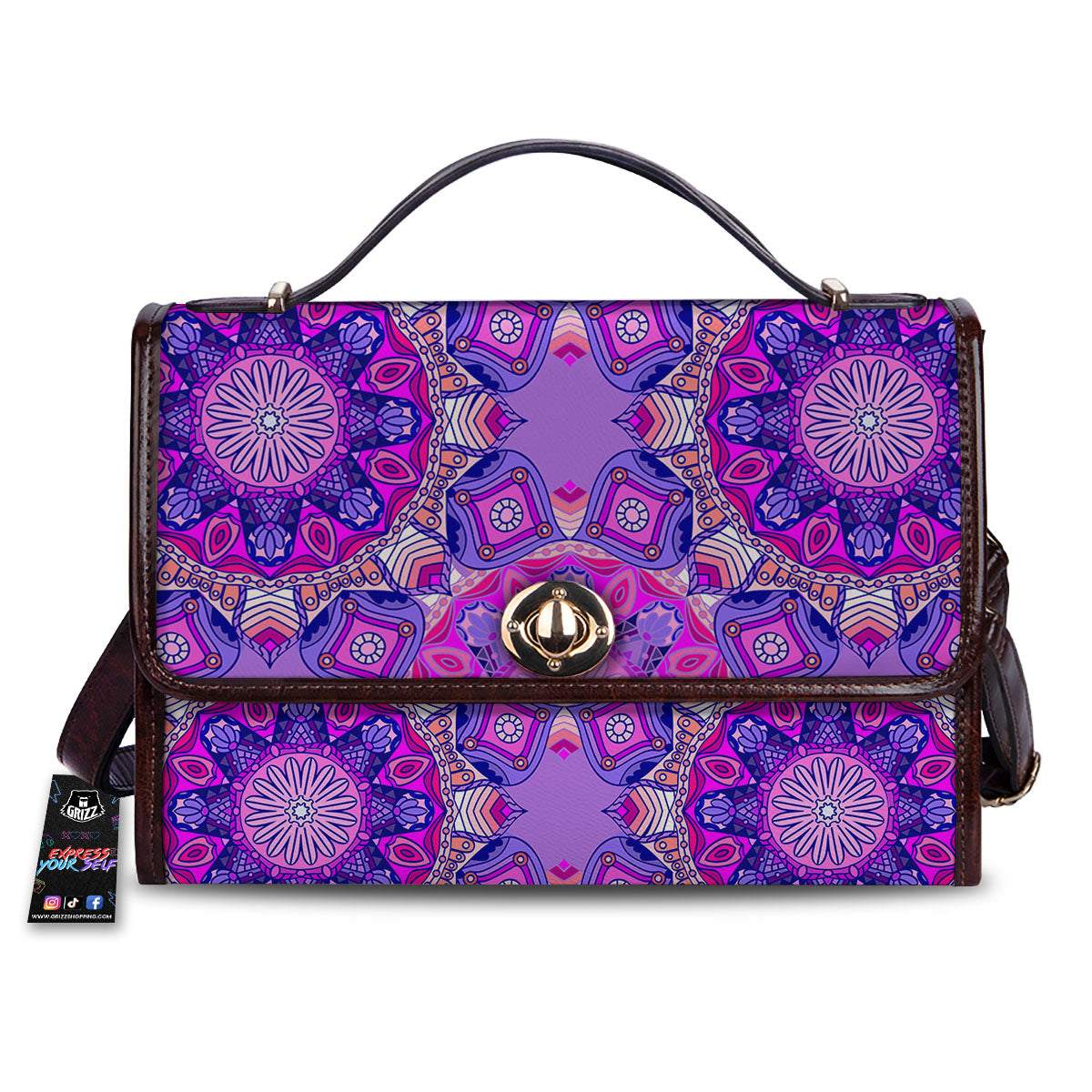 Circle Mandala Purple Print Women's Satchel Bag