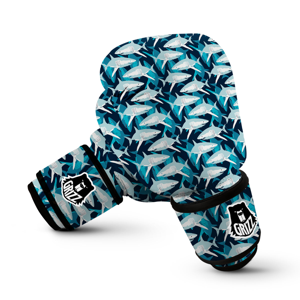 Circling Shark Pattern Print Boxing Gloves-grizzshop