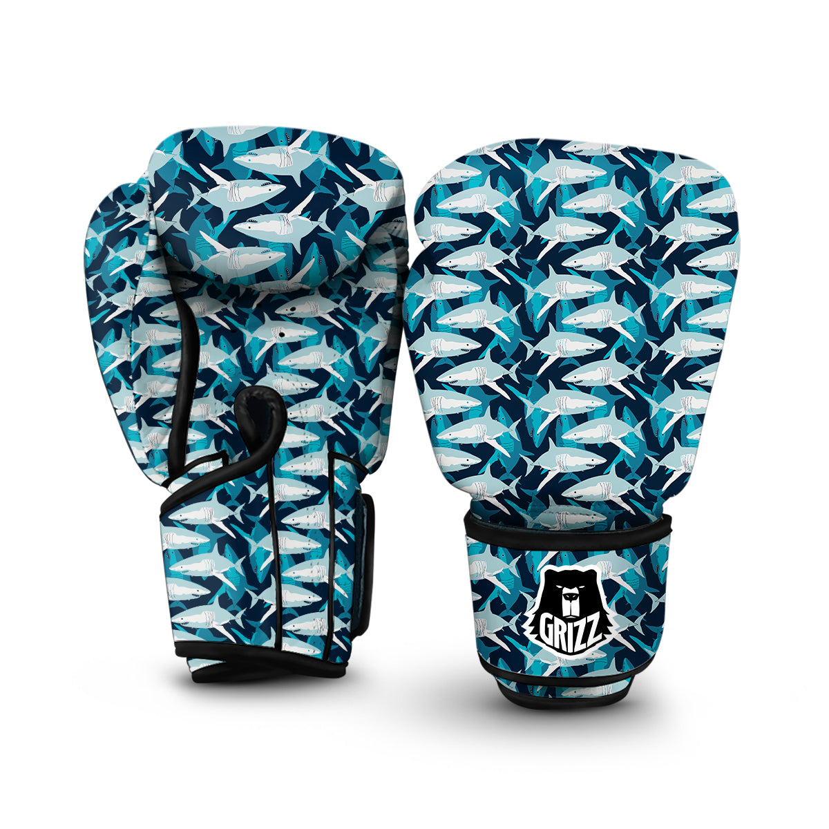 Circling Shark Pattern Print Boxing Gloves-grizzshop