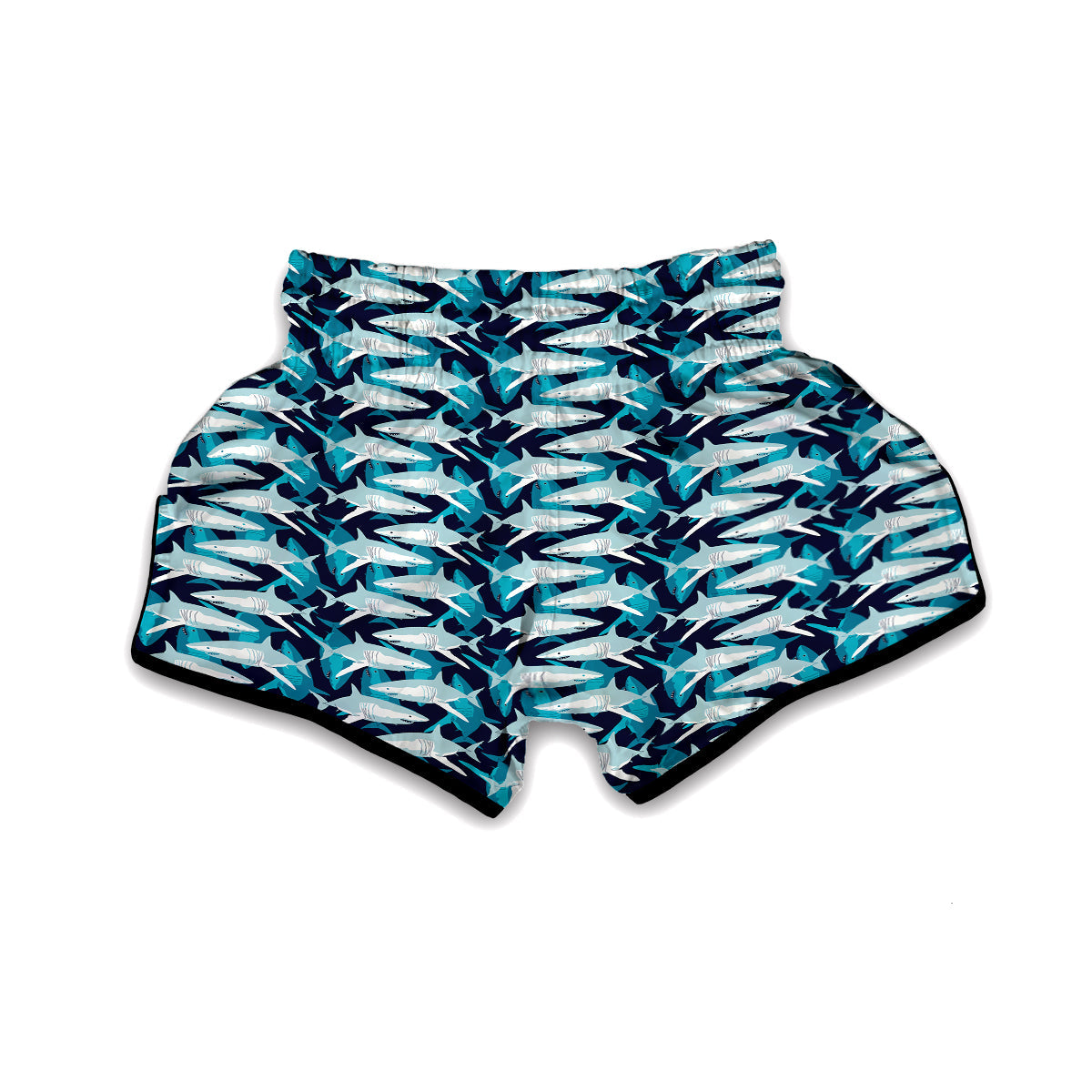 Circling Shark Pattern Print Muay Thai Boxing Shorts-grizzshop