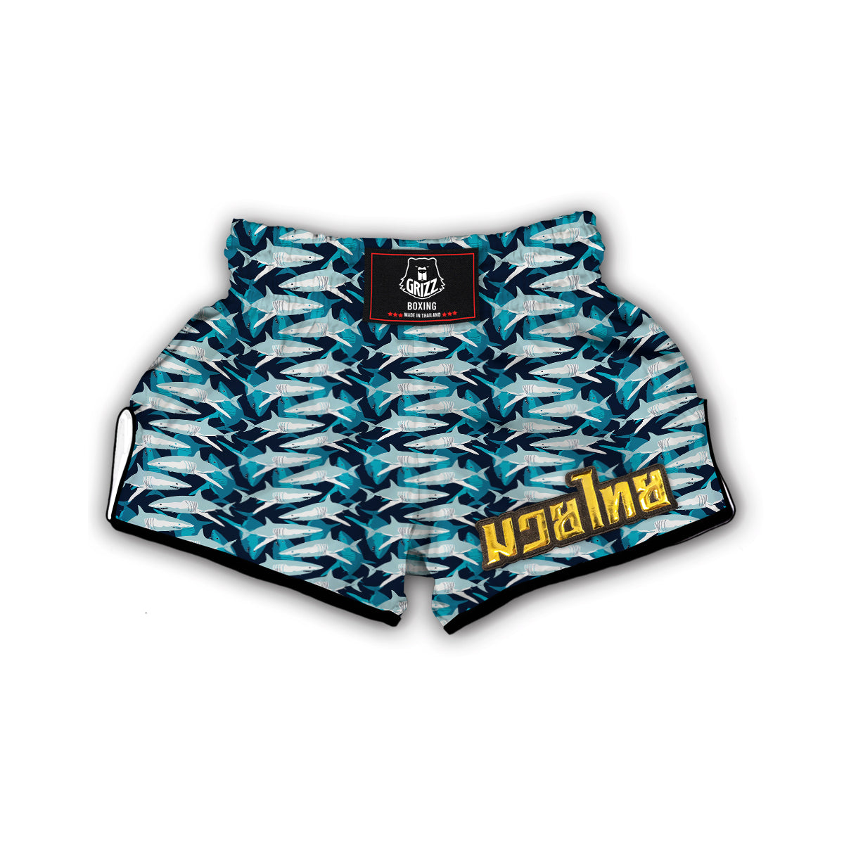 Circling Shark Pattern Print Muay Thai Boxing Shorts-grizzshop