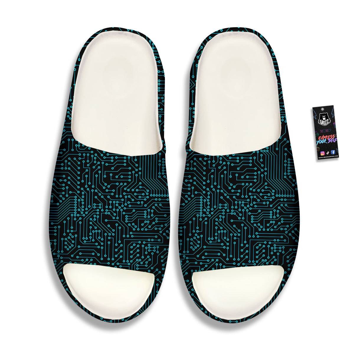 Circuit Black Blue Print Pattern Sandals-grizzshop