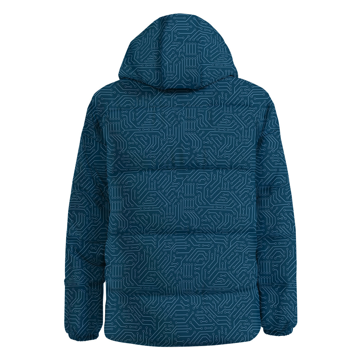 Circuit Blue Print Pattern Down Jacket-grizzshop
