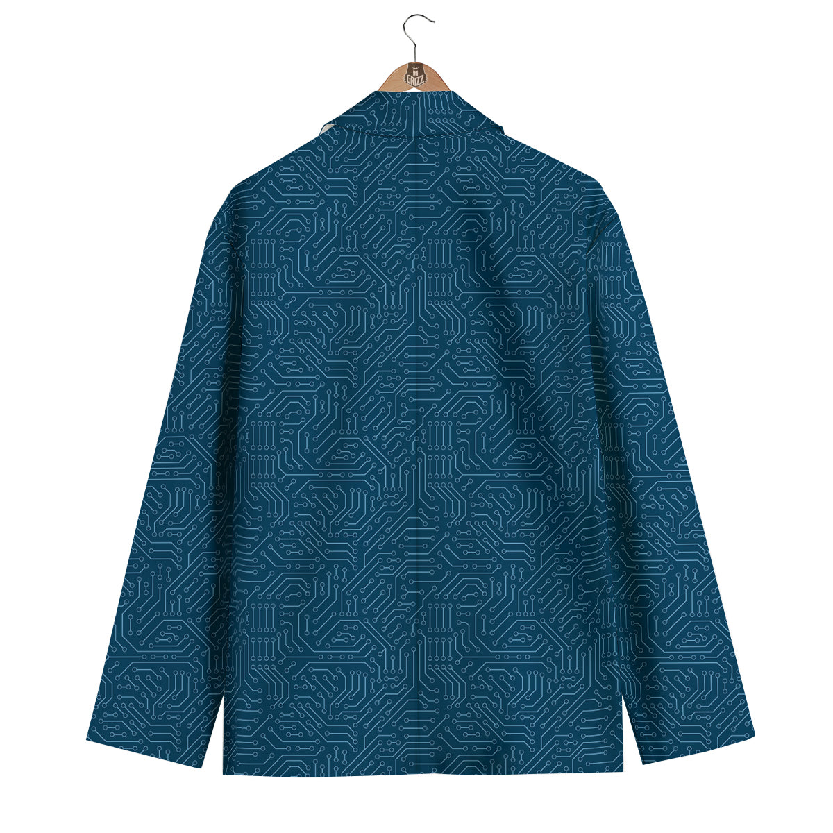 Circuit Blue Print Pattern Men's Blazer-grizzshop