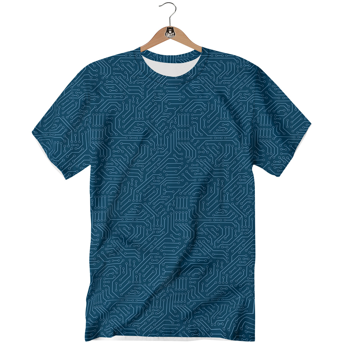 Circuit Blue Print Pattern T-Shirt-grizzshop