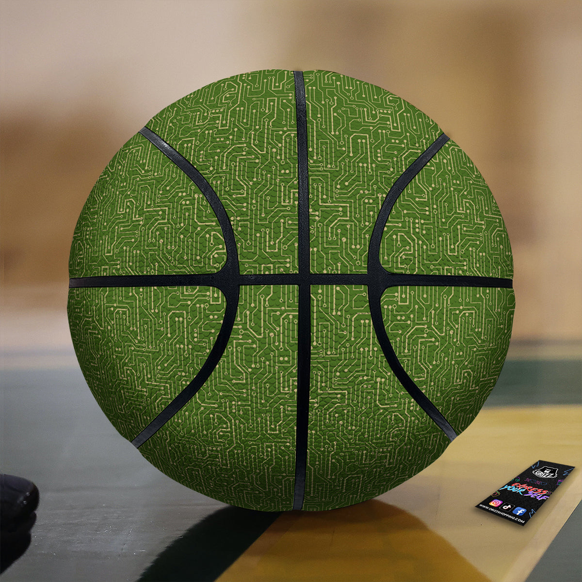 Circuit Green Print Pattern Basketball-grizzshop