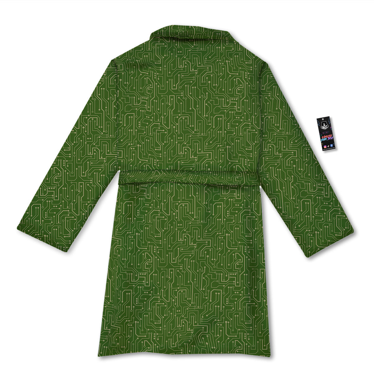Circuit Green Print Pattern Bathrobe-grizzshop