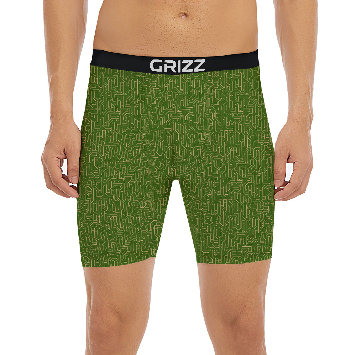 Circuit Green Print Pattern Boxer Briefs-grizzshop