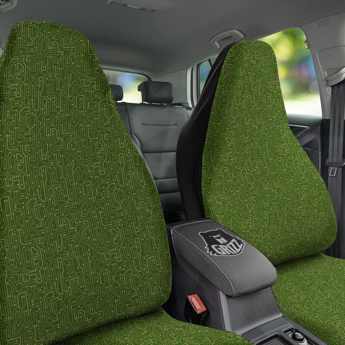 Circuit Green Print Pattern Car Seat Covers-grizzshop