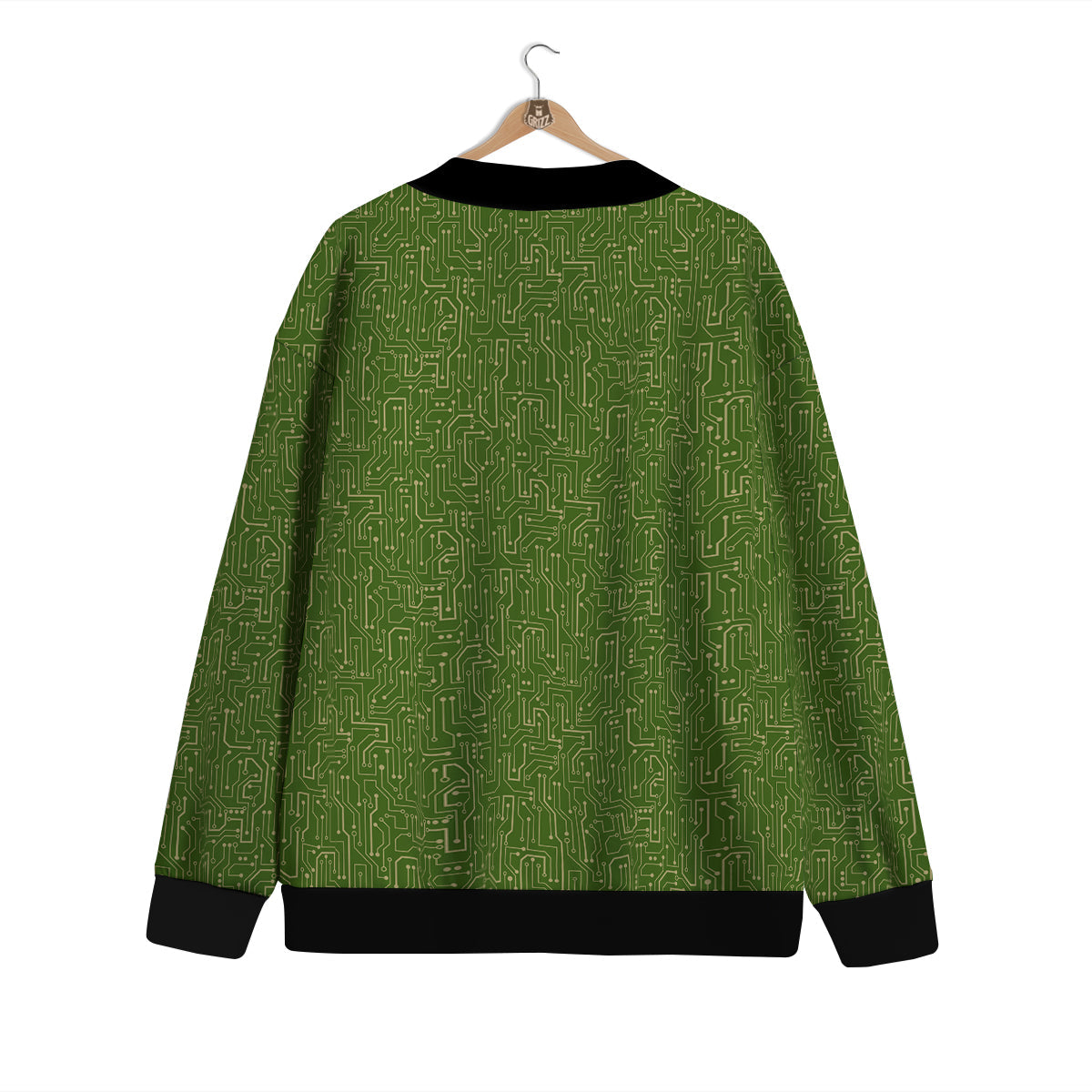 Circuit Green Print Pattern Cardigan-grizzshop