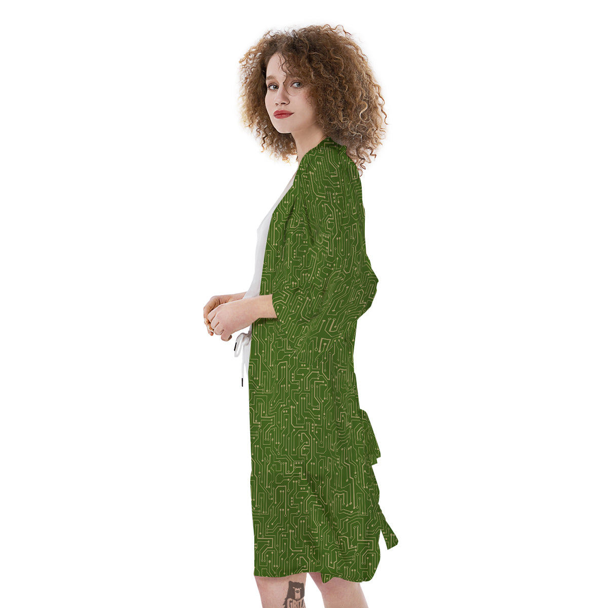 Circuit Green Print Pattern Kimono-grizzshop