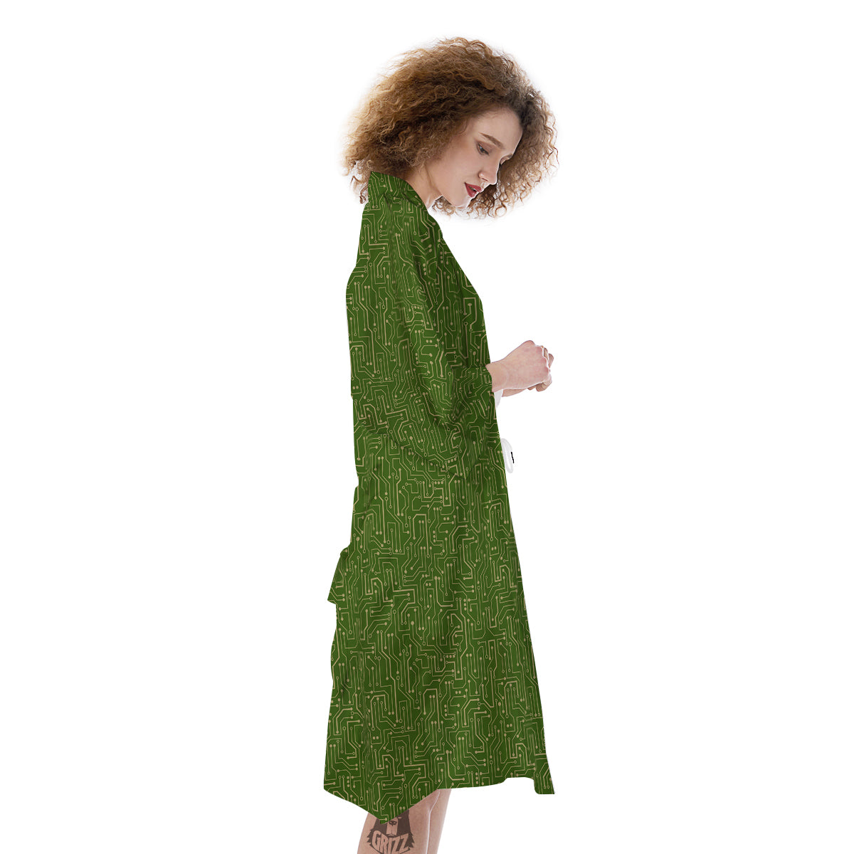 Circuit Green Print Pattern Kimono-grizzshop