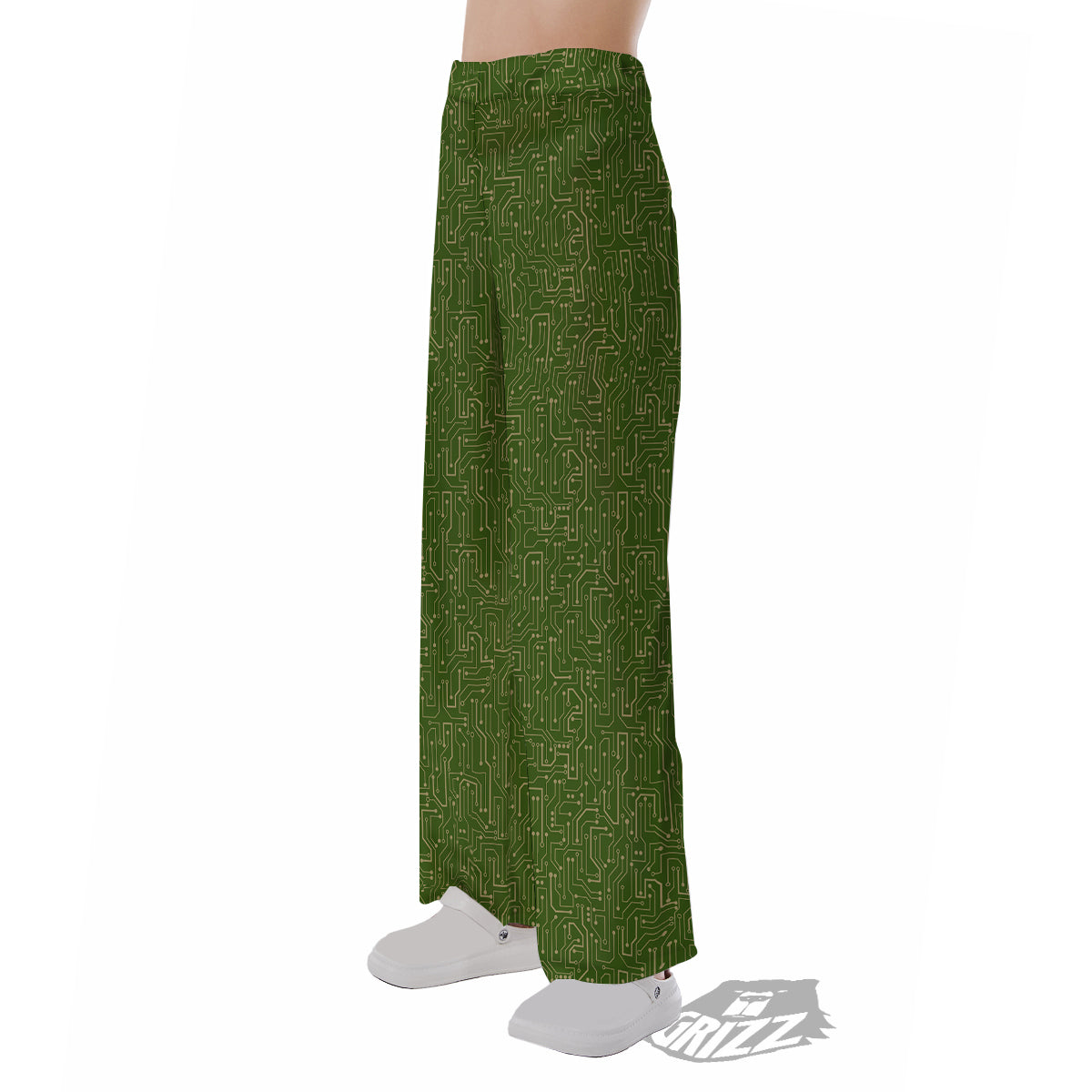 Circuit Green Print Pattern Pajama Pants-grizzshop