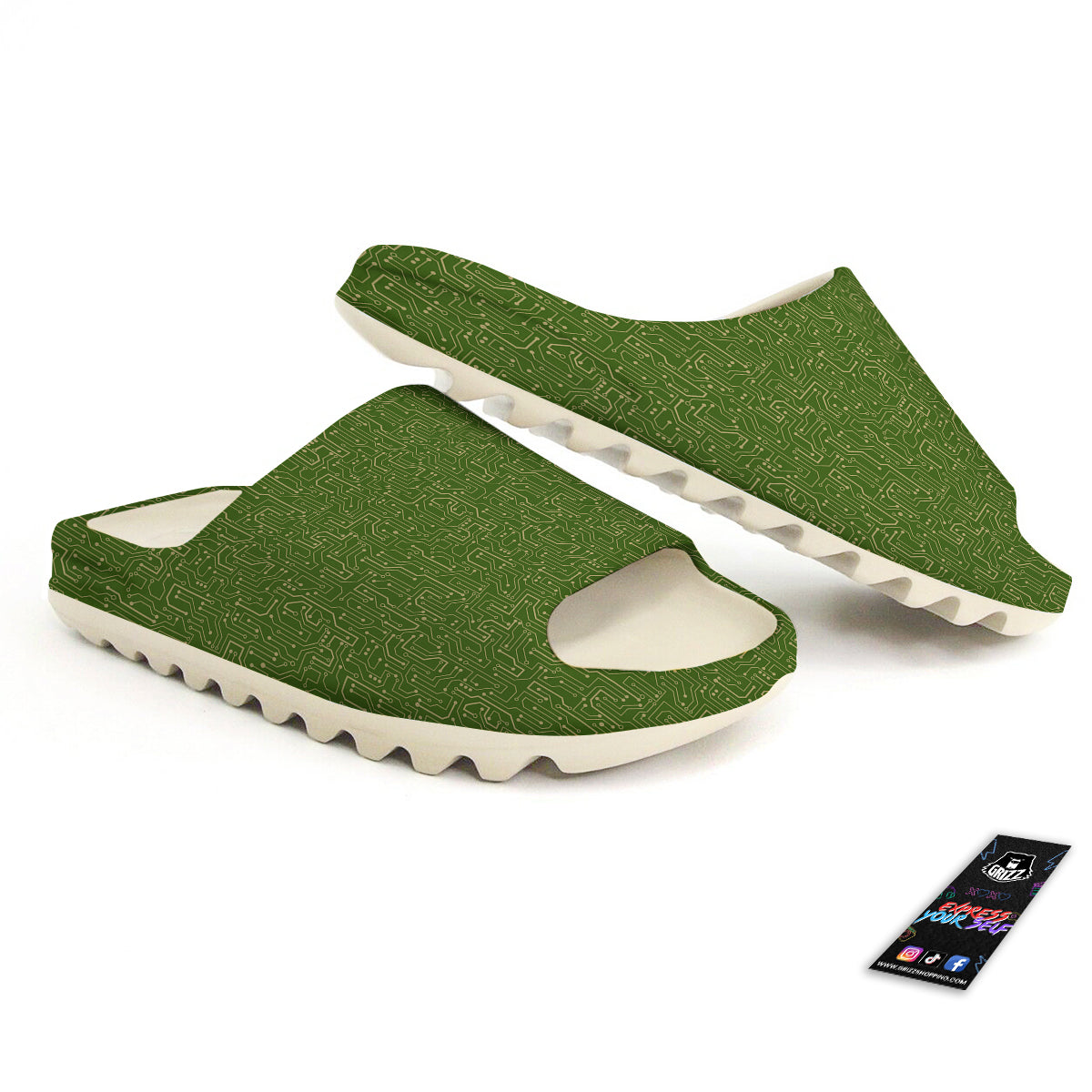 Circuit Green Print Pattern Sandals-grizzshop