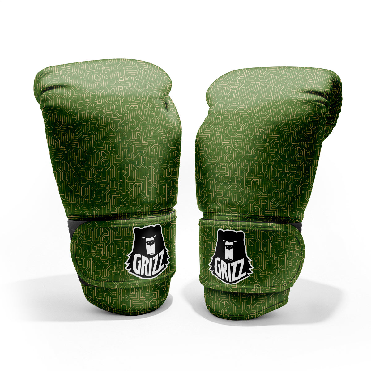 Circuit Green Print Pattern Sparring Gloves-grizzshop