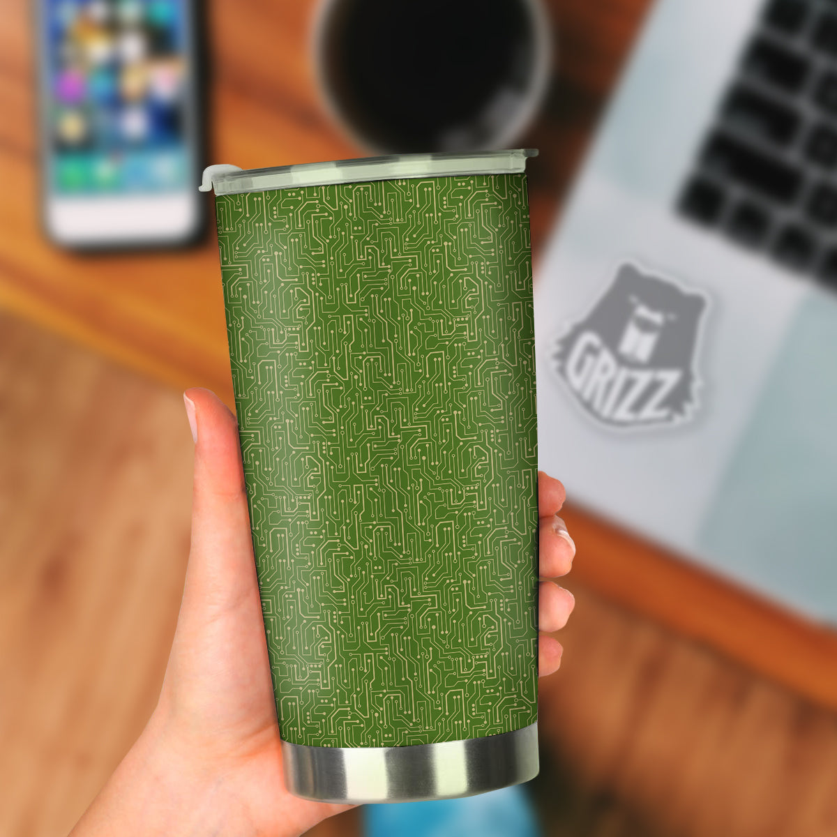 Circuit Green Print Pattern Tumbler-grizzshop