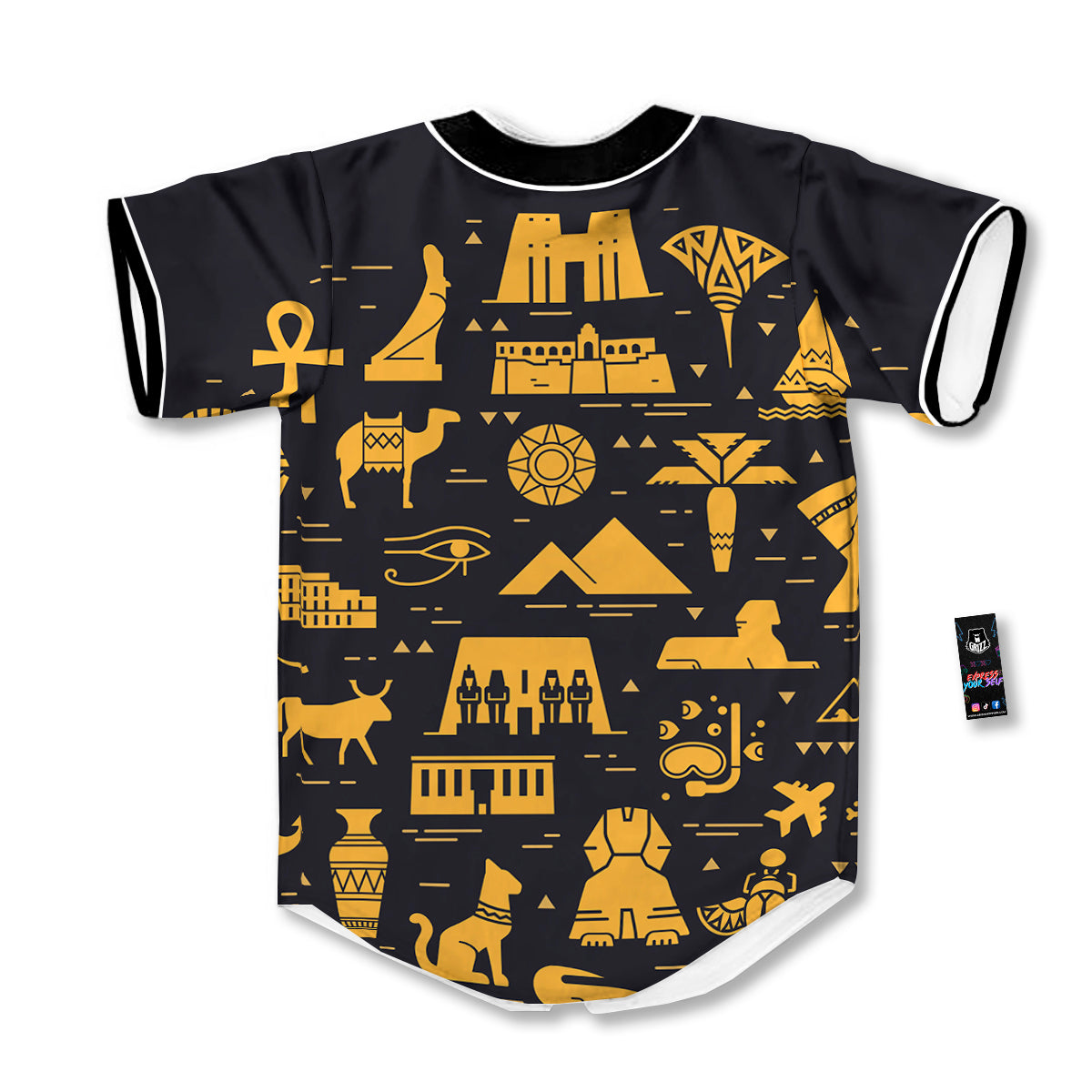 Circular Symbols Of Egypt Print Baseball Jersey-grizzshop
