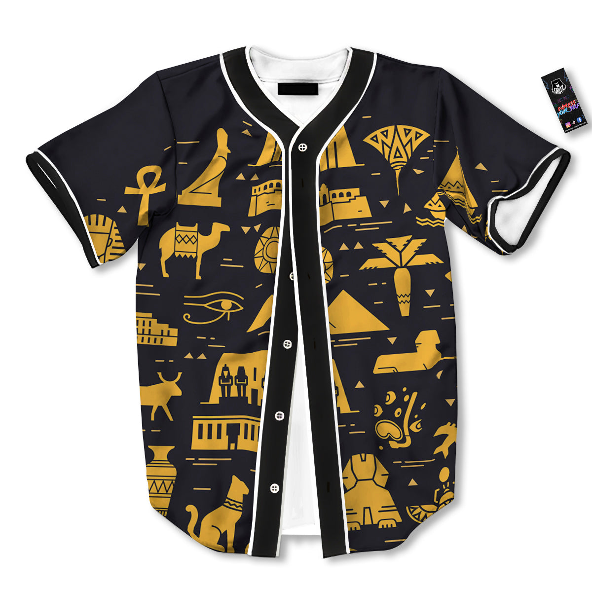 Circular Symbols Of Egypt Print Baseball Jersey-grizzshop