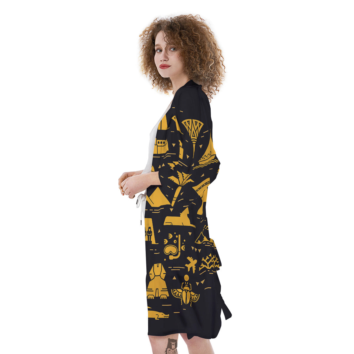 Circular Symbols Of Egypt Print Kimono-grizzshop