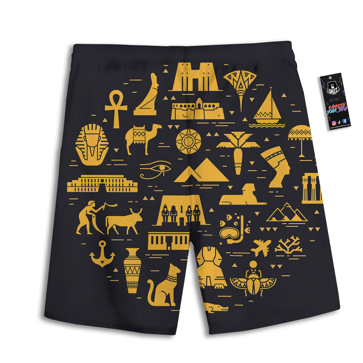 Circular Symbols Of Egypt Print Men's Athletic Shorts