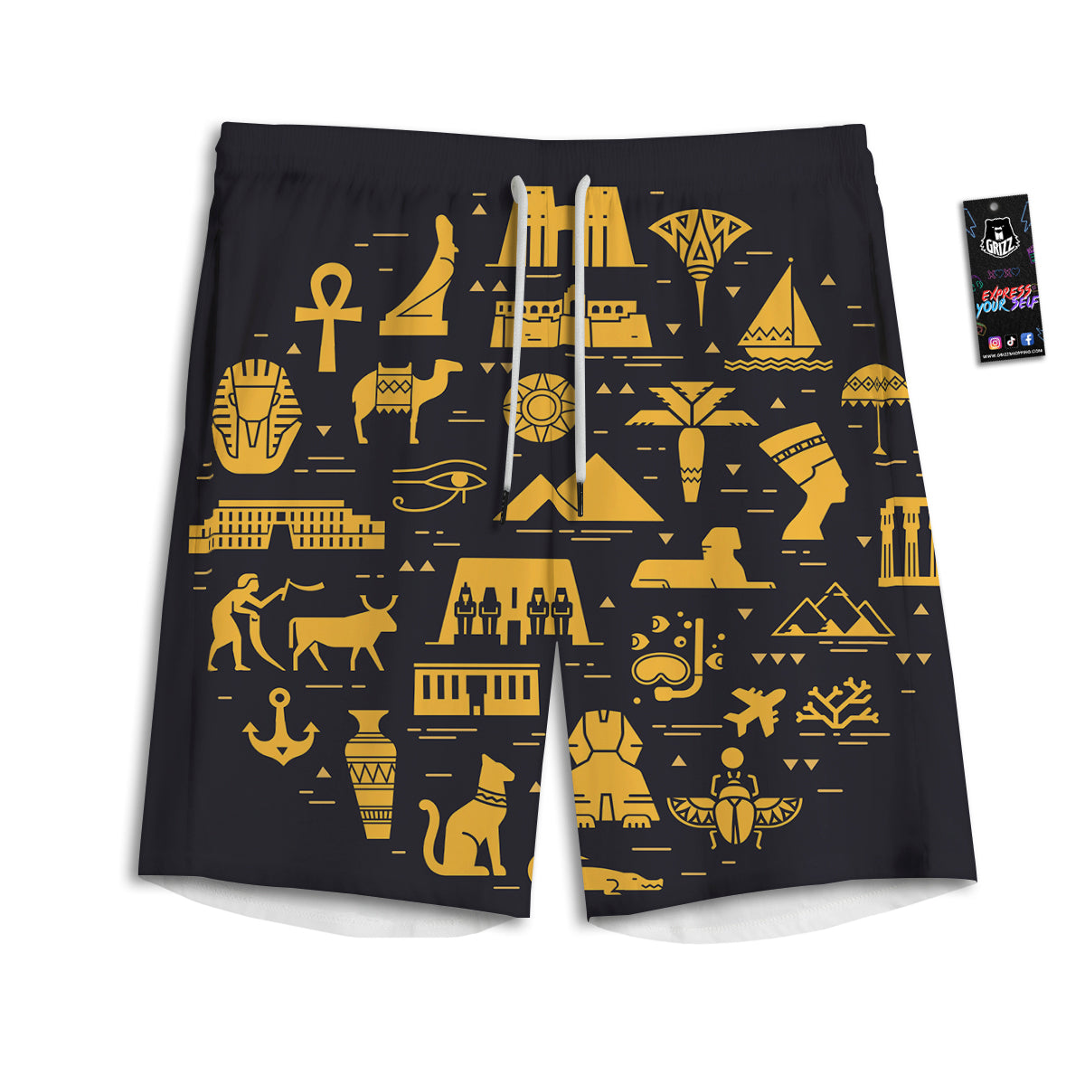 Circular Symbols Of Egypt Print Men's Athletic Shorts