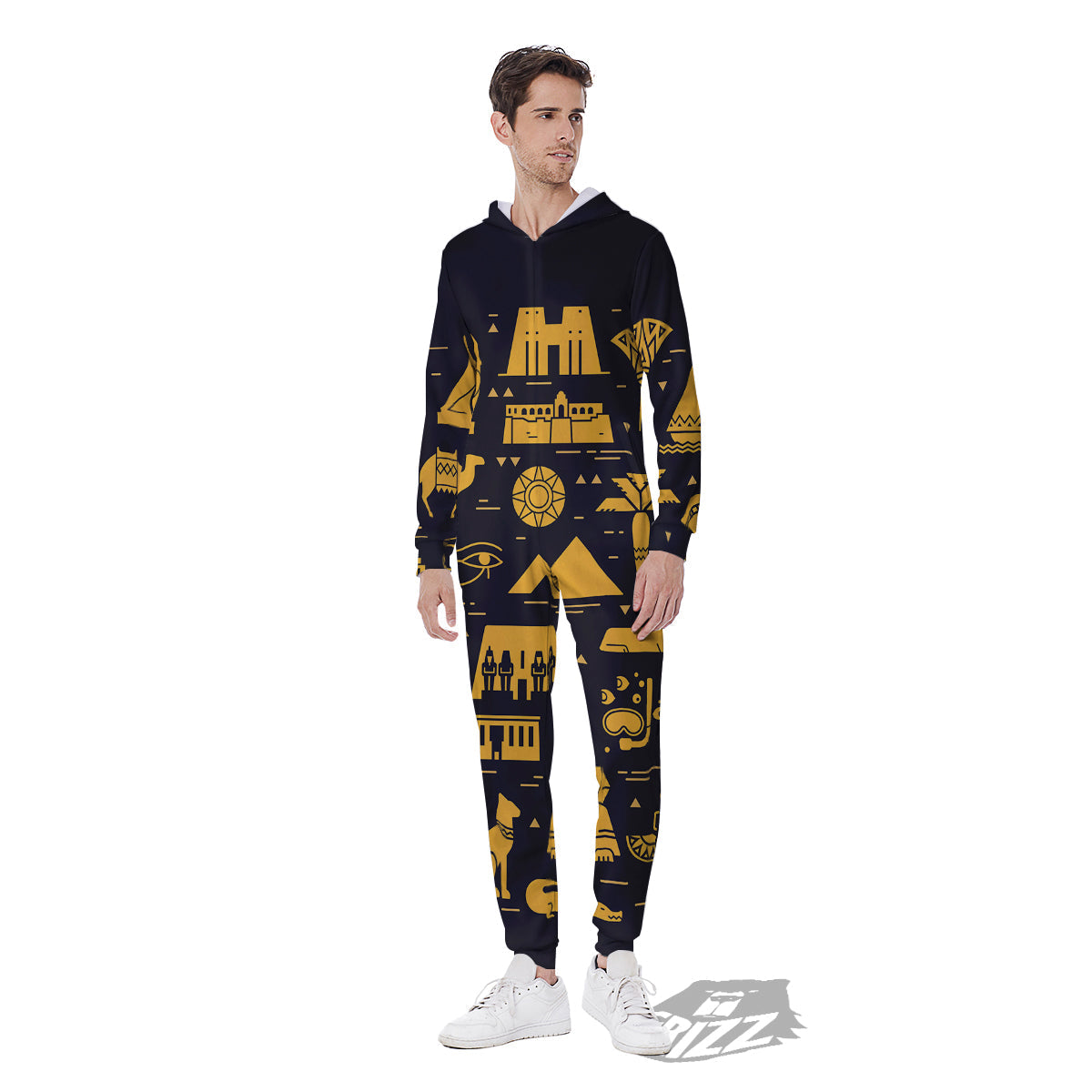 Circular Symbols Of Egypt Print Men's Jumpsuit-grizzshop