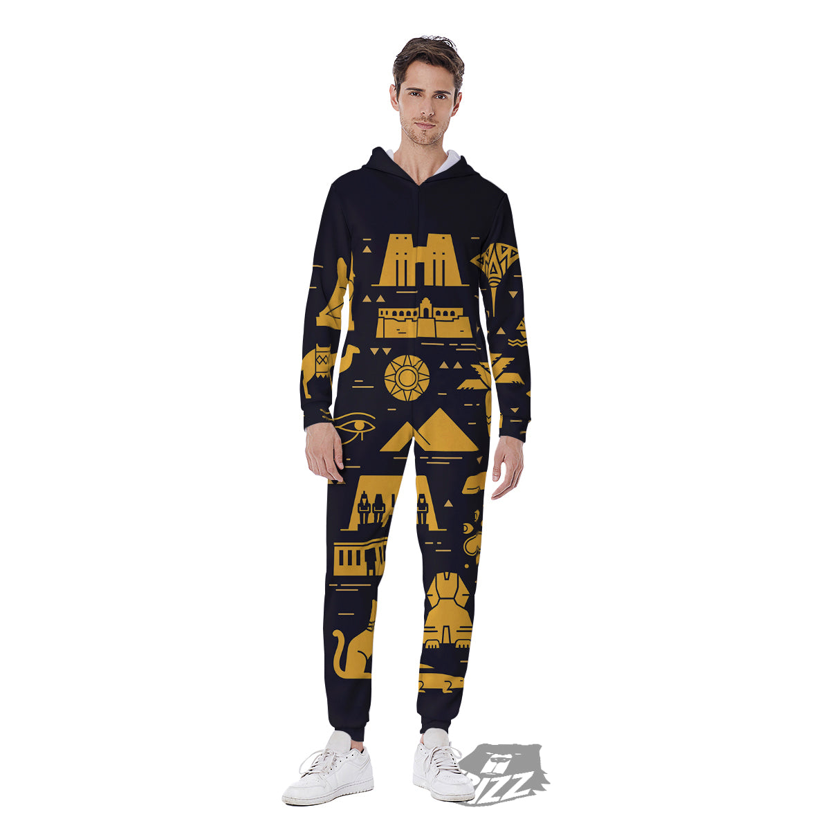 Circular Symbols Of Egypt Print Men's Jumpsuit-grizzshop