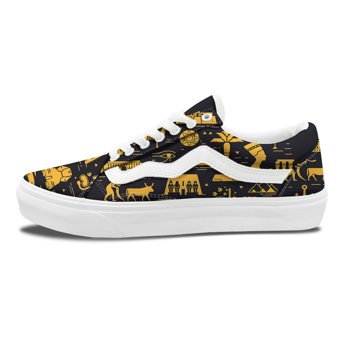 Circular Symbols Of Egypt Print Skate Shoes-grizzshop