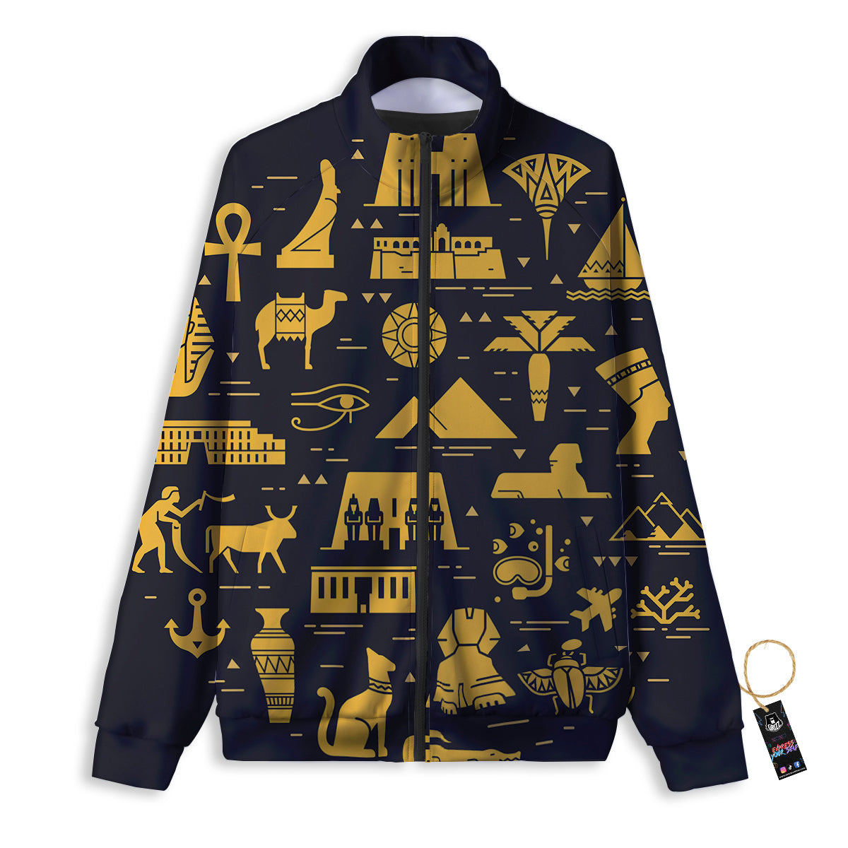 Circular Symbols Of Egypt Print Track Jacket-grizzshop
