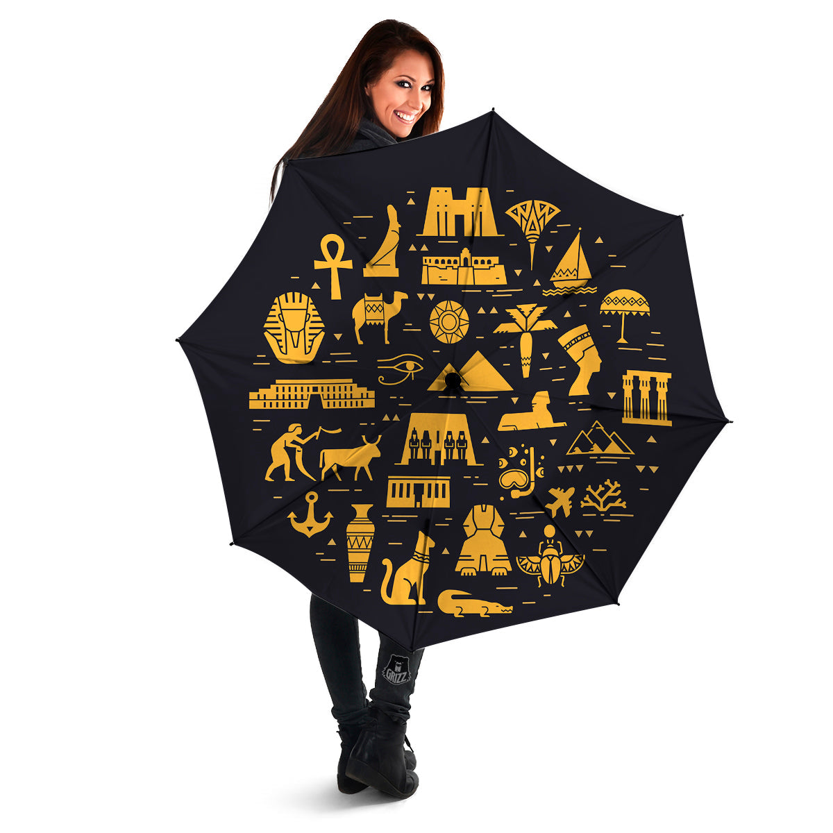 Circular Symbols Of Egypt Print Umbrella-grizzshop