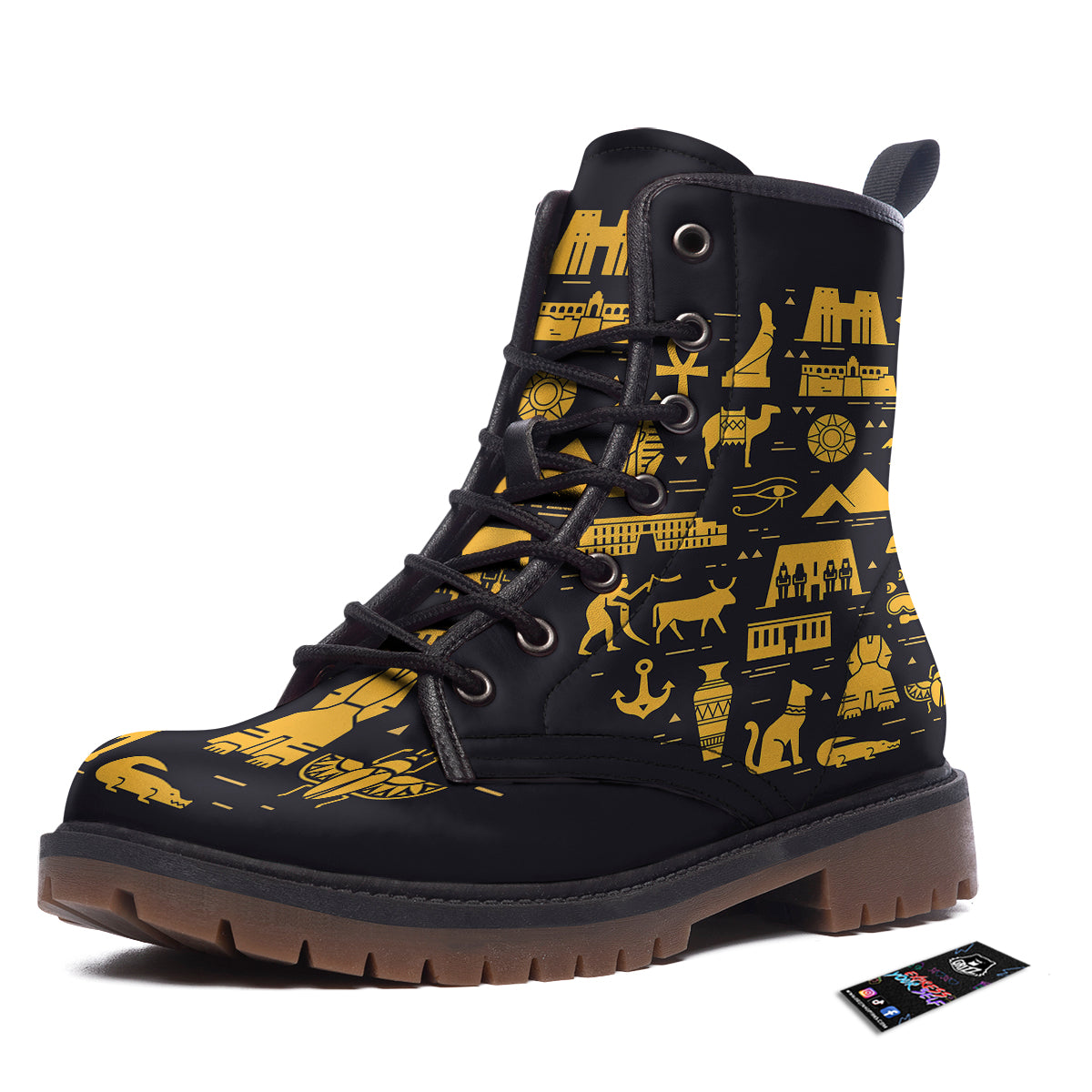 Circular Symbols Of Egypt Print Work Boots-grizzshop