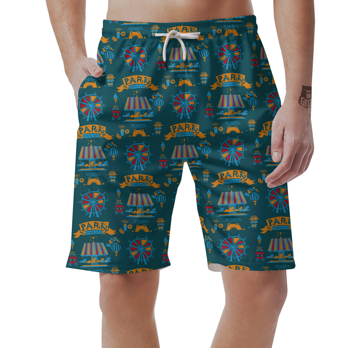 Circus Amusement Park Pattern Print Men's Shorts-grizzshop