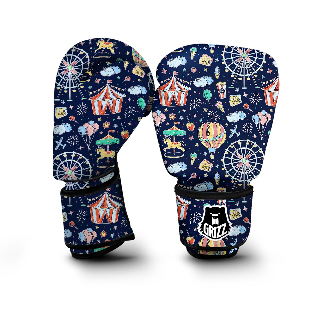 Circus Dream Pattern Print Boxing Gloves-grizzshop