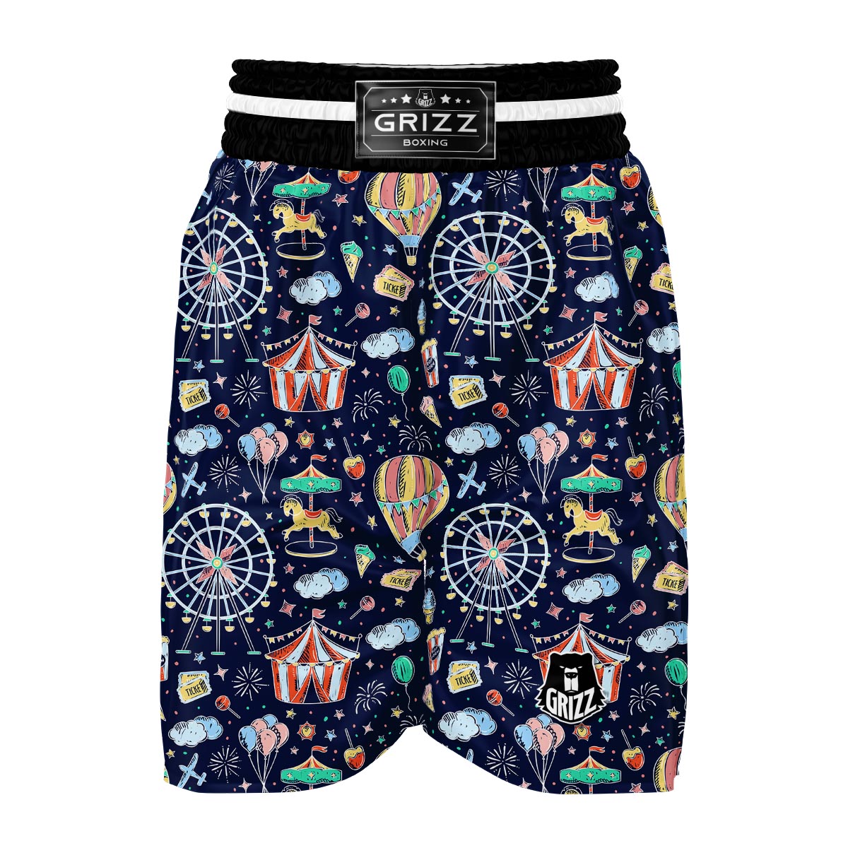 Circus Dream Pattern Print Boxing Shorts-grizzshop