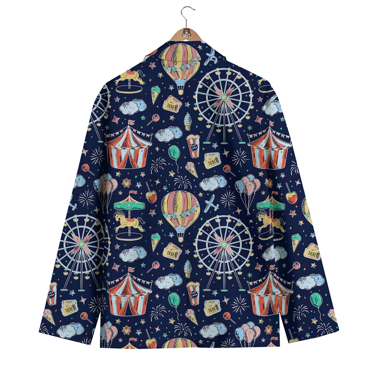 Circus Dream Pattern Print Men's Blazer-grizzshop