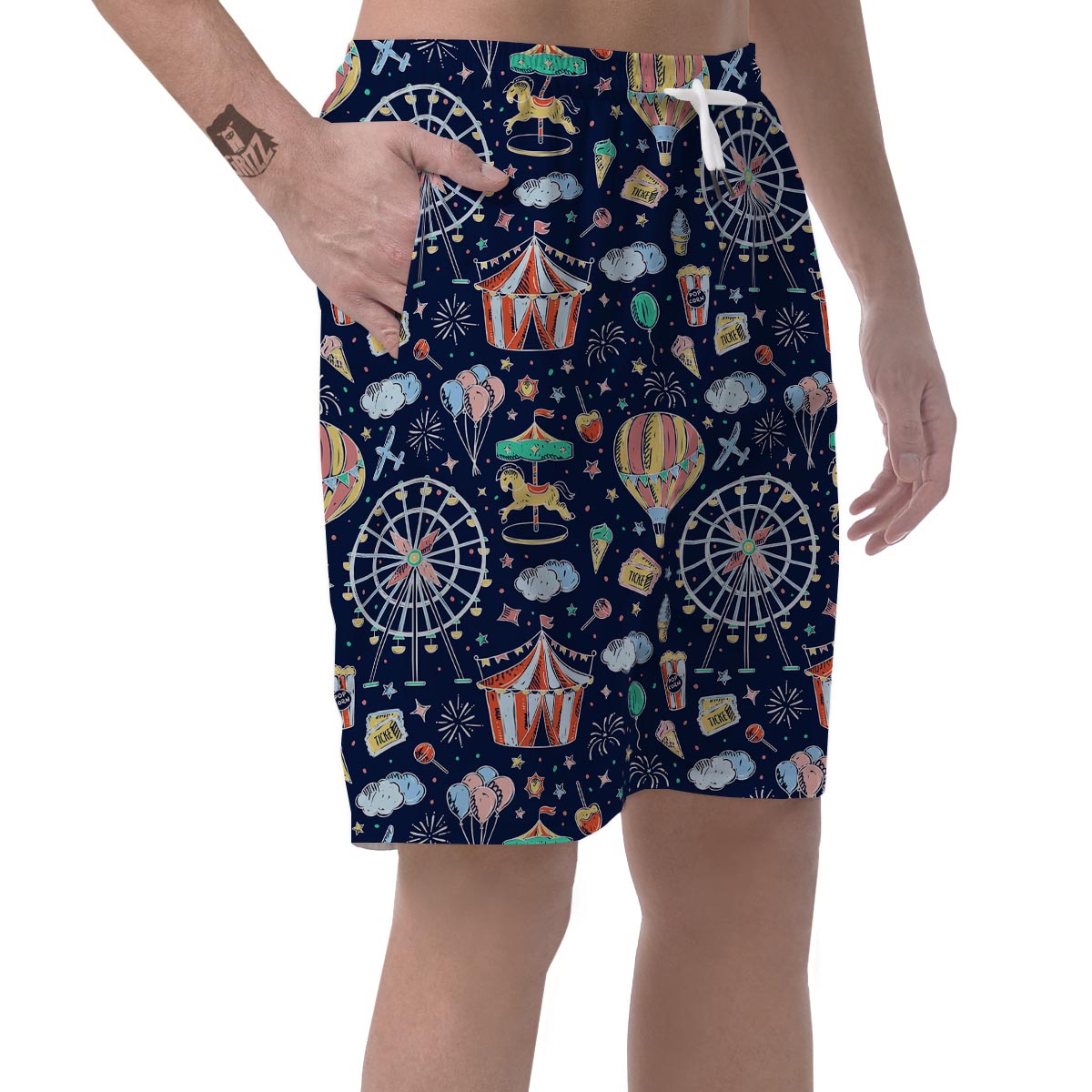 Circus Dream Pattern Print Men's Shorts-grizzshop