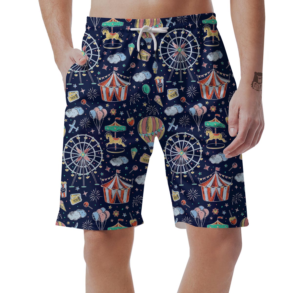 Circus Dream Pattern Print Men's Shorts-grizzshop