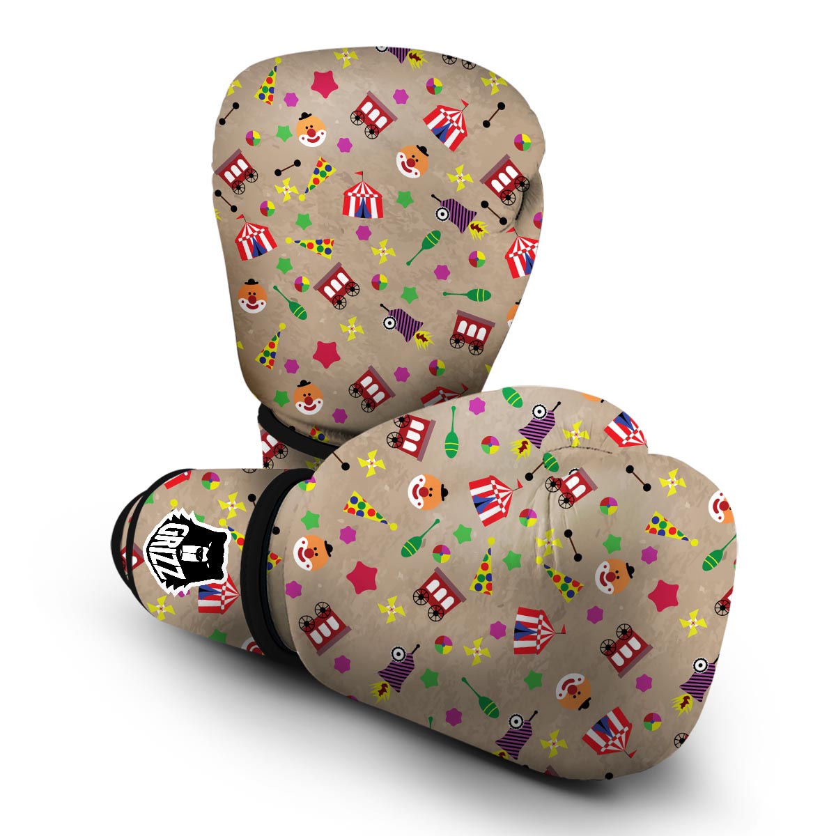 Circus Pattern Print Boxing Gloves-grizzshop