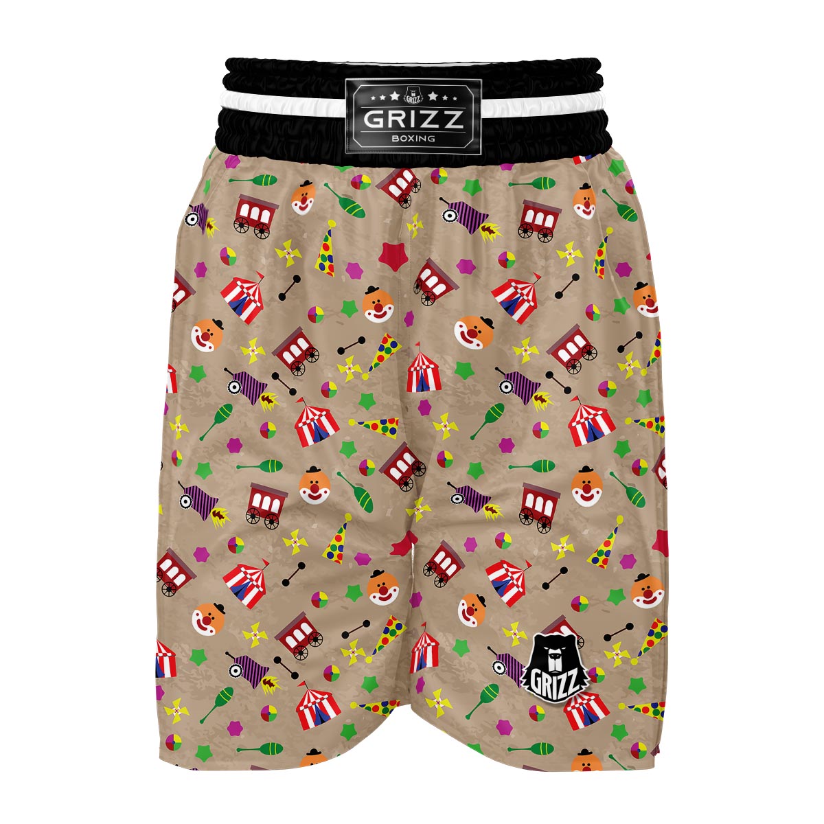 Circus Pattern Print Boxing Shorts-grizzshop