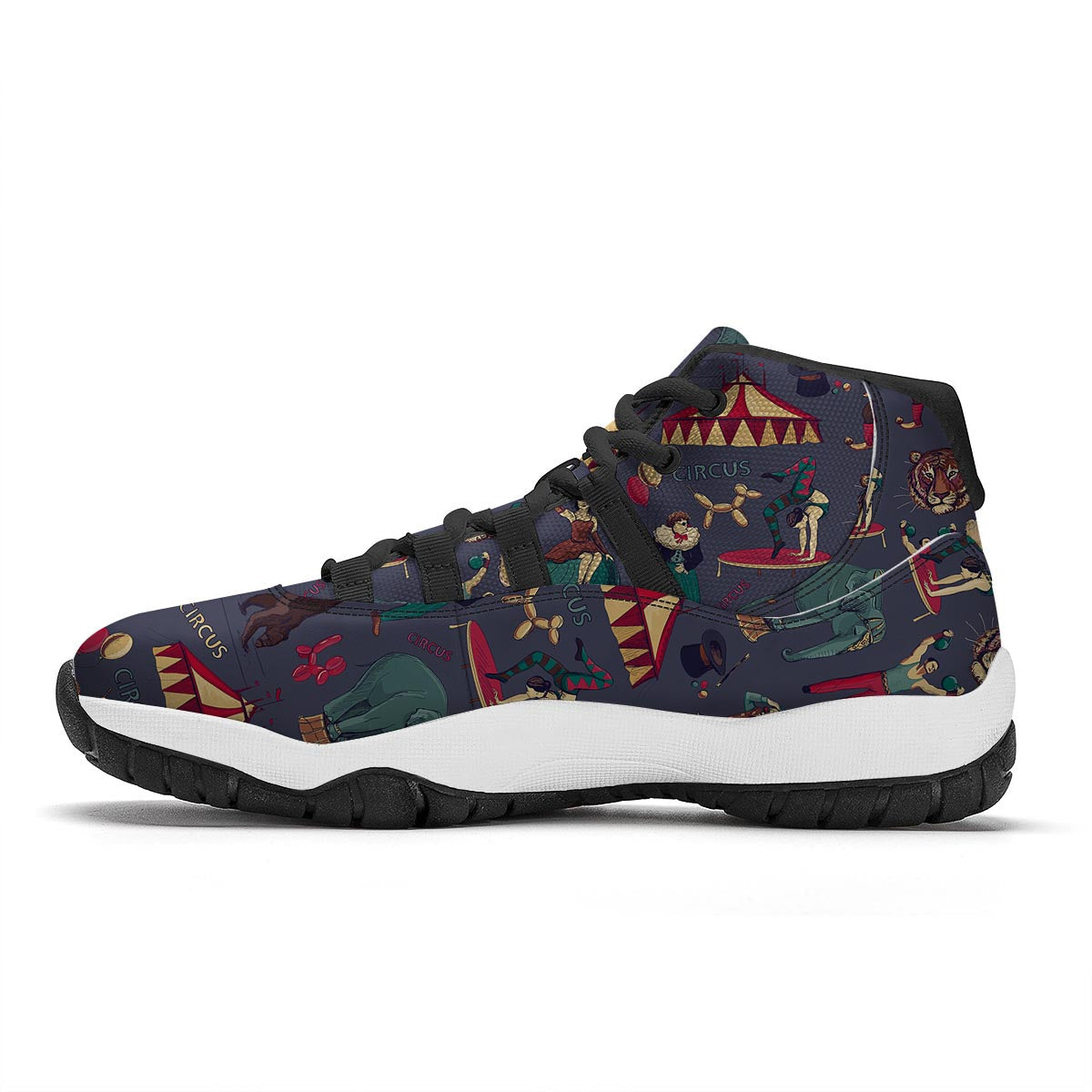 Circus Print Pattern Black Bball Shoes-grizzshop